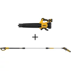 Leaf Blowers DEWALT 125 MPH 450 CFM 20V MAX Cordless Brushless Blower With (1) 5.0Ah Battery & Charger W/8 In. 20V MAX Pole Saw (Tool Only)