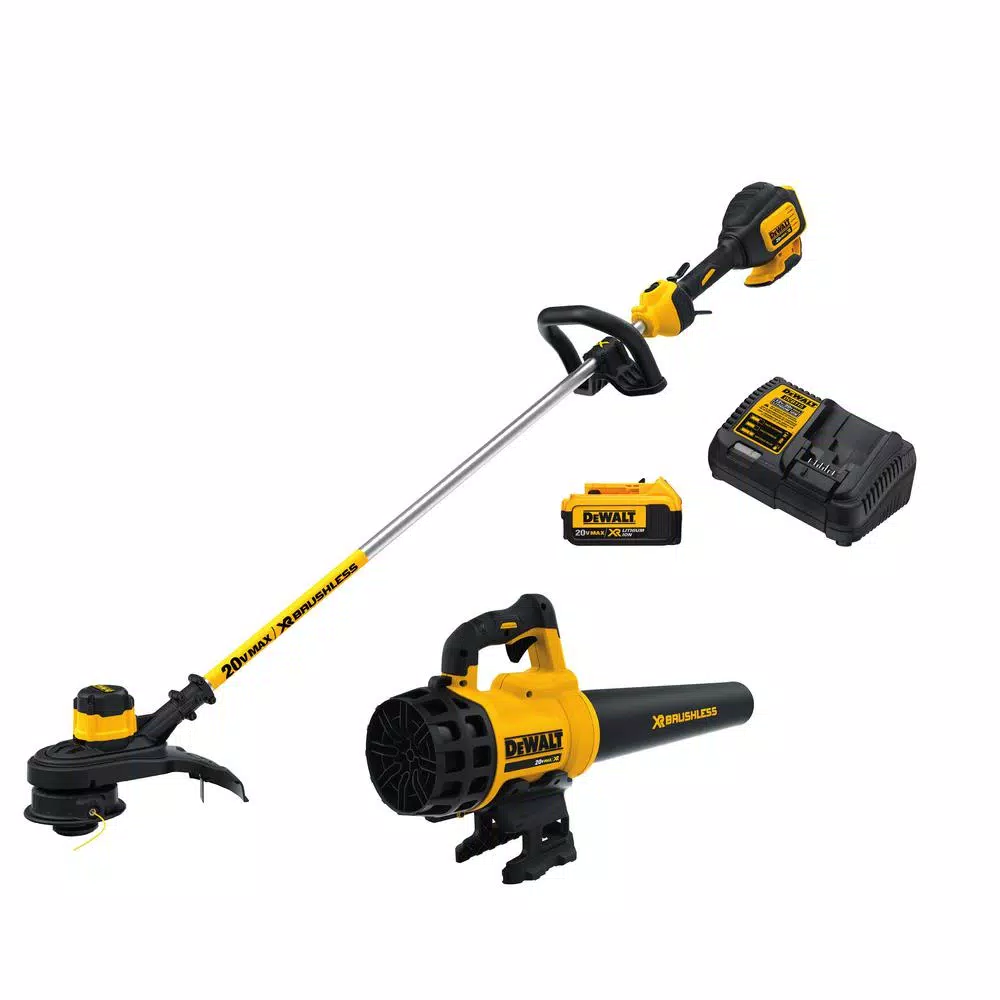 Trimmers DEWALT 20V MAX Lithium-Ion Cordless String Trimmer And Blower Combo Kit (2-Tool), (1) 4.0Ah Battery And Charger Included 1 Trimmers DEWALT 20V MAX Lithium-Ion Cordless String Trimmer And Blower Combo Kit (2-Tool), (1) 4.0Ah Battery And Charger Included