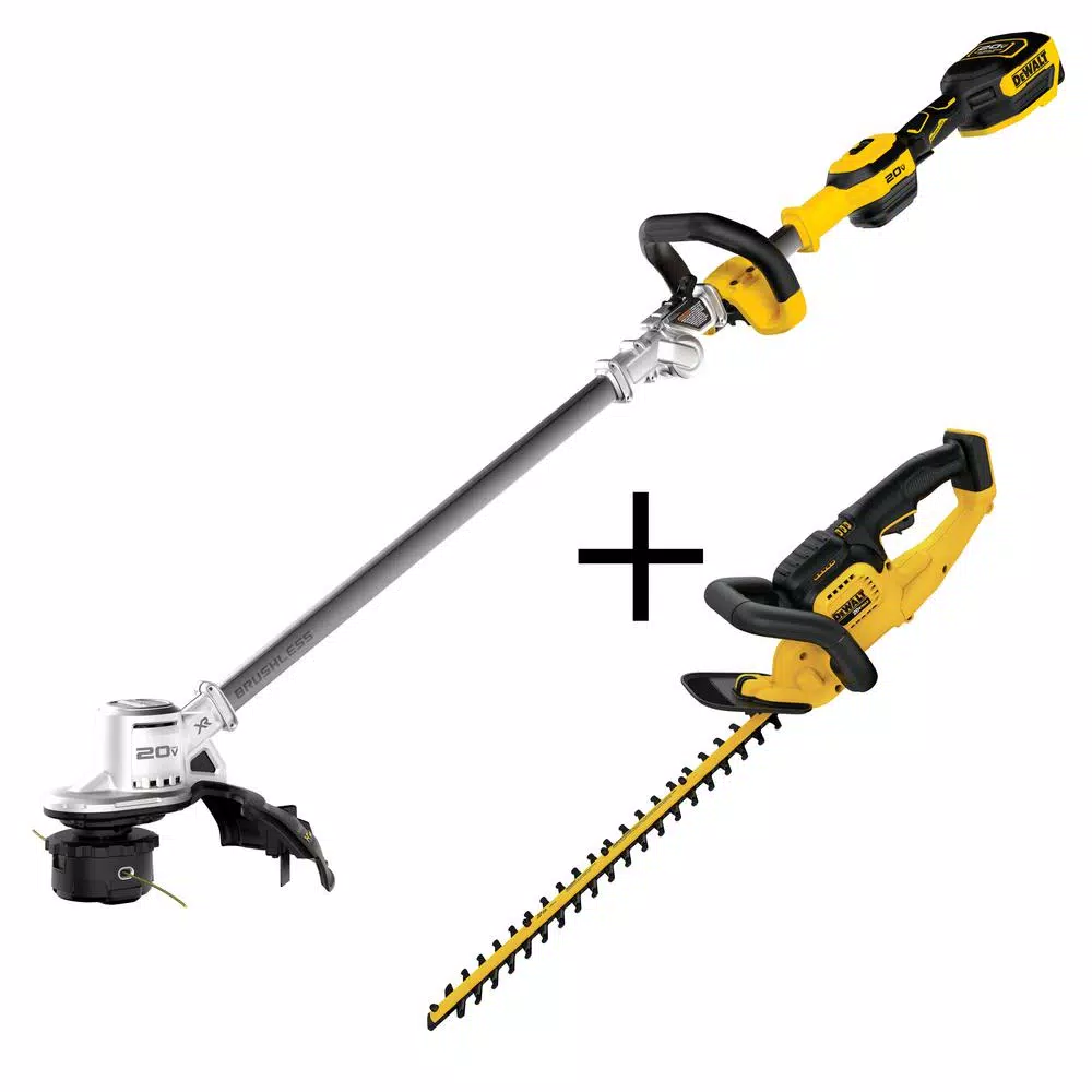 Trimmers DEWALT 20V MAX Brushless Cordless String Trimmer With Bonus 22 In. 20V MAX Hedge Trimmer (Tool Only)