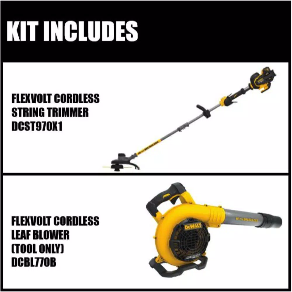 Trimmers DEWALT 15 In. 60V MAX Cordless FLEXVOLT Brushless String Grass Trimmer, (1) 3.0Ah Battery & Charger & Leaf Blower (Tool Only) - Image 3