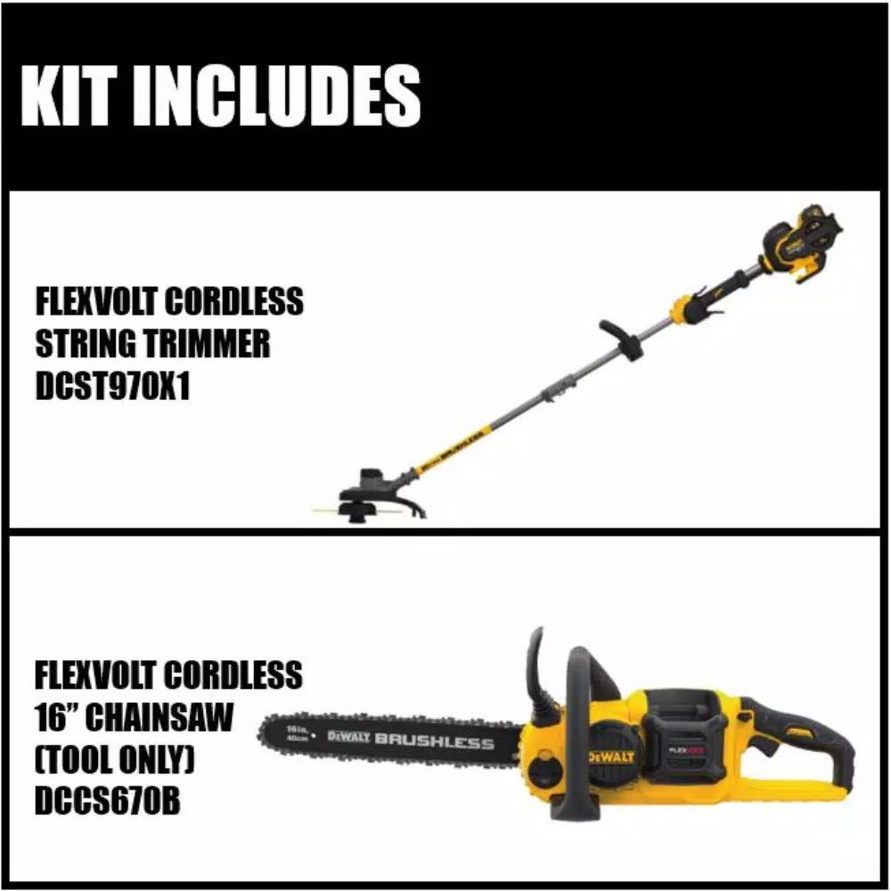 Trimmers DEWALT 15 In. 60V MAX Cordless FLEXVOLT Brushless String Grass Trimmer W/(1)3.0Ah Battery & Charger W/Bonus Chainsaw(Tool Only) - Image 3