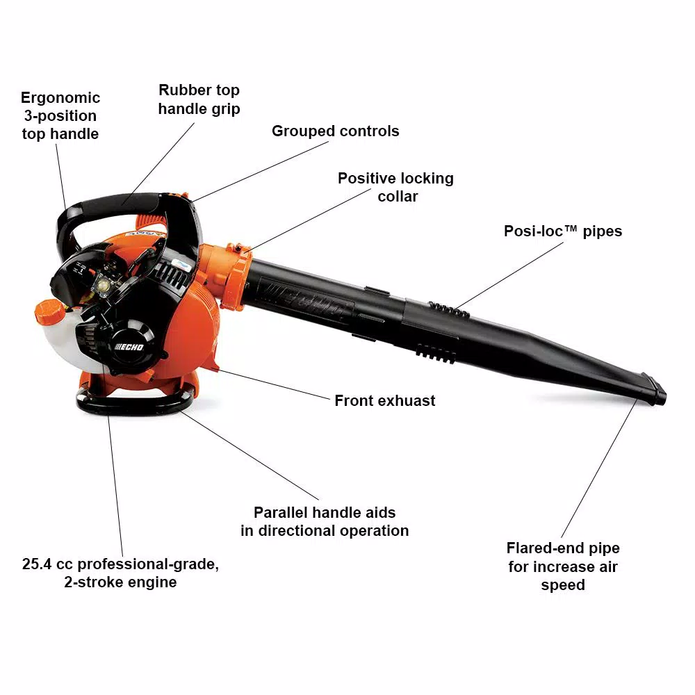 Leaf Blowers ECHO 191 MPH 354 CFM 25.4 Cc Gas 2-Stroke Cycle Low Noise Handheld Leaf Blower - Image 2