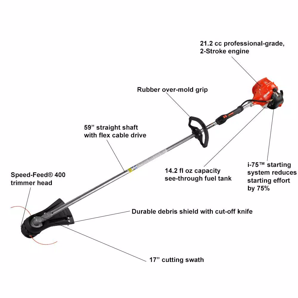 Trimmers ECHO 21.2 Cc Gas 2-Stroke Cycle Straight Shaft Trimmer - Image 2