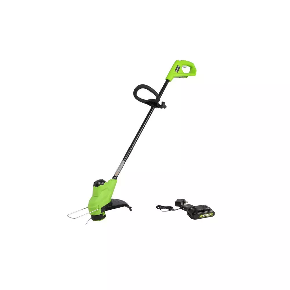 Trimmers Greenworks 10 In. 24-Volt Battery Cordless TORQDRIVE String Trimmer With 2.0 Ah USB Battery And Charger Included ST24B213