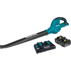 Leaf Blowers Makita 18-Volt X2 (36-Volt) 208 MPH 155 CFM LXT Lithium-Ion Cordless Blower Kit With (2) Batteries 5.0Ah And Charger