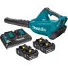 Leaf Blowers Makita 18-Volt X2 (36V) LXT 473 CFM 120 MPH Brushless Cordless Blower Kit With 4 Batteries (5.0Ah) With Flat End Nozzle, XBU02Z