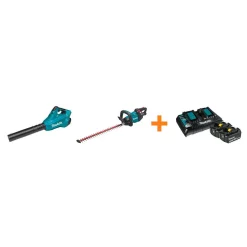 Leaf Blowers Makita 18V X2 LXT Blower And 18V LXT 24 In. Hedge Trimmer With Bonus 18V LXT Starter Pack