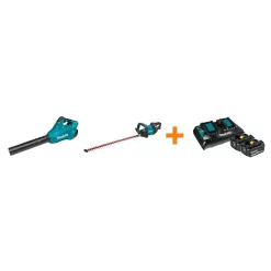 Leaf Blowers Makita 18V X2 LXT Blower And 18V LXT 30 In. Hedge Trimmer With Bonus 18V LXT Starter Pack
