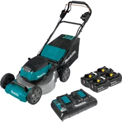 Lawn Mowers Makita 21 In. 18-Volt X2 (36-Volt) LXT Lithium-Ion Cordless Walk Behind Self Propelled Lawn Mower Kit With 4 Batteries (5.0 Ah)