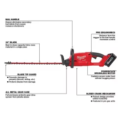 Trimmers Milwaukee M18 FUEL 24 In. 18-Volt Lithium-Ion Brushless Cordless Hedge Trimmer Kit With 8.0 Ah Battery And Rapid Charger 17 Trimmers Milwaukee M18 FUEL 24 In. 18-Volt Lithium-Ion Brushless Cordless Hedge Trimmer Kit With 8.0 Ah Battery And Rapid Charger -ECHO SALES STORE milwaukee cordless hedge trimmers 2726 21hd 40 1000