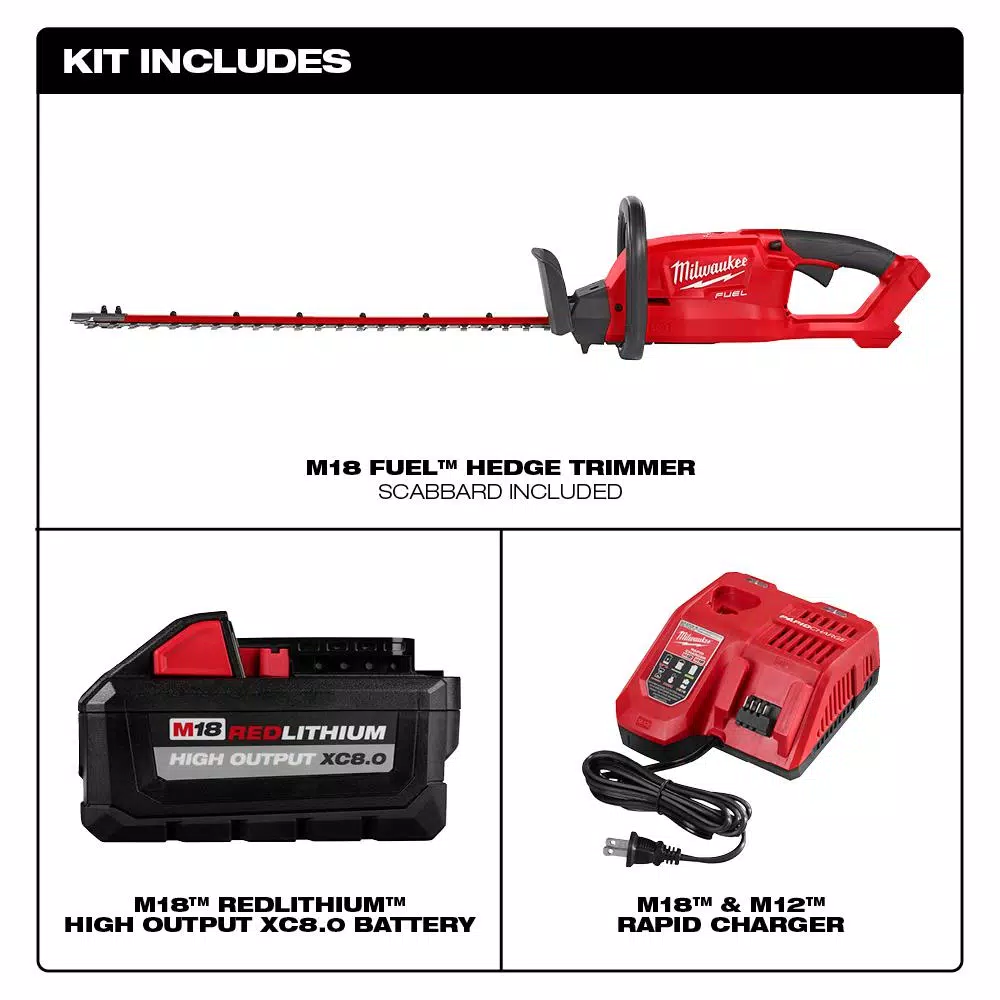 Trimmers Milwaukee M18 FUEL 24 In. 18-Volt Lithium-Ion Brushless Cordless Hedge Trimmer Kit With 8.0 Ah Battery And Rapid Charger 2 Trimmers Milwaukee M18 FUEL 24 In. 18-Volt Lithium-Ion Brushless Cordless Hedge Trimmer Kit With 8.0 Ah Battery And Rapid Charger - Image 2