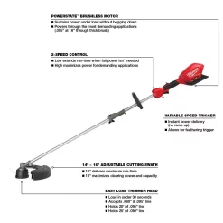 Trimmers Milwaukee M18 FUEL 18-Volt Lithium-Ion Cordless Brushless String Grass Trimmer, Blower, Hedge Trimmer And Chainsaw Combo Kit -ECHO SALES STORE milwaukee cordless string trimmers 2825 20st 2727 20 2724 20 2726 20 40 1000