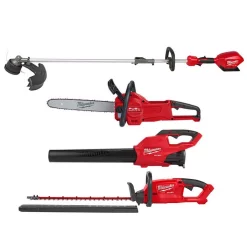 Trimmers Milwaukee M18 FUEL 18-Volt Lithium-Ion Cordless Brushless String Grass Trimmer, Blower, Hedge Trimmer And Chainsaw Combo Kit