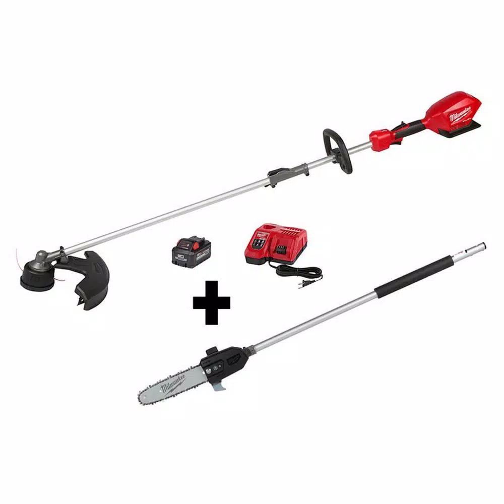 Trimmers Milwaukee M18 FUEL 18-Volt Lithium-Ion Brushless Cordless String Trimmer Kit With M18 FUEL 10 In. Pole Saw Attachment