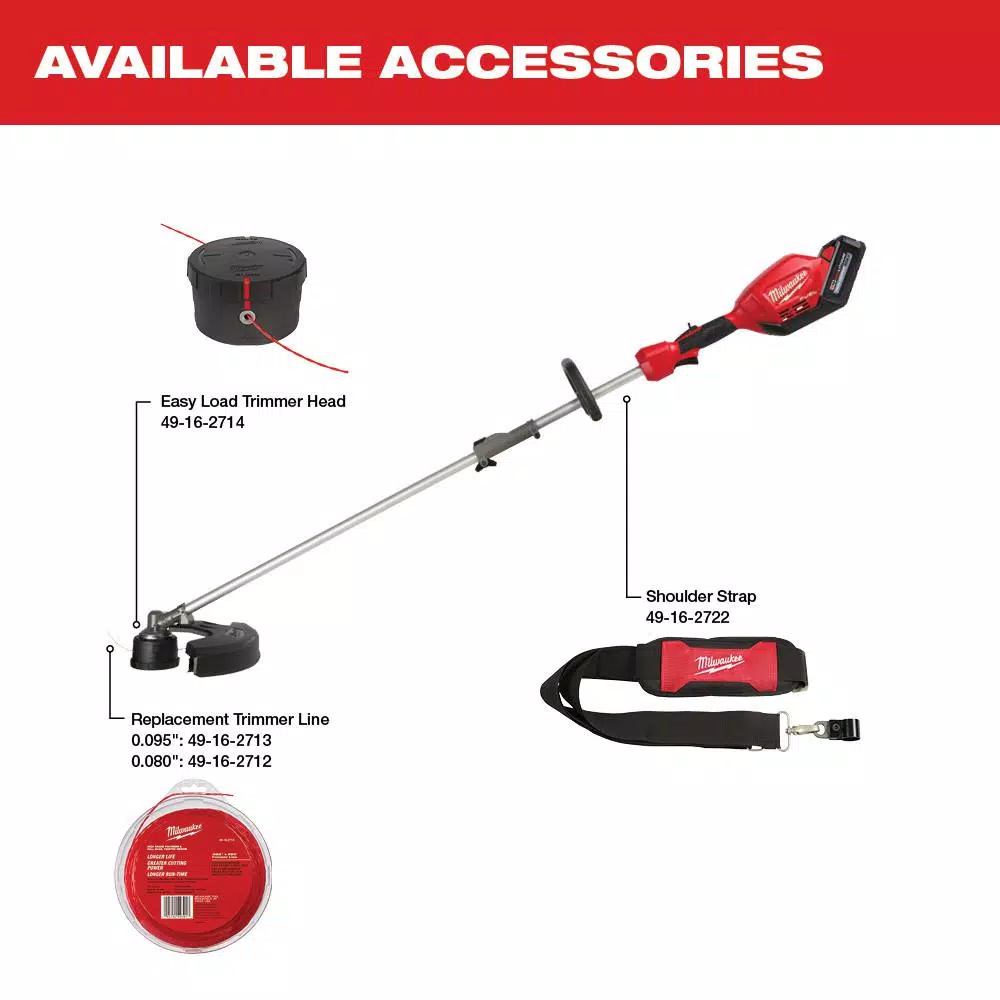 Trimmers Milwaukee M18 FUEL 18-Volt Lithium-Ion Brushless Cordless String Trimmer Kit With M18 FUEL 10 In. Pole Saw Attachment - Image 13