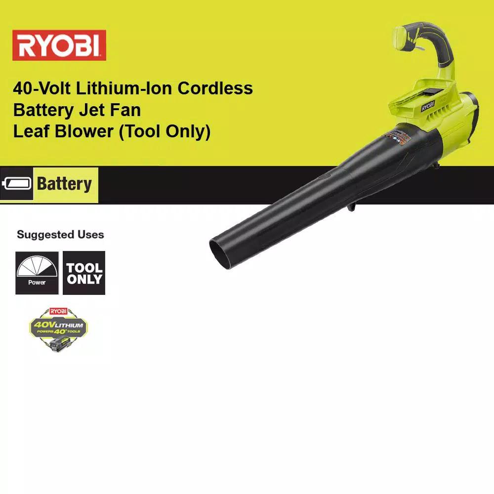 Leaf Blowers RYOBI 155 MPH 300 CFM 40-Volt Lithium-Ion Cordless Battery Jet Fan Leaf Blower (Tool Only) - Image 13