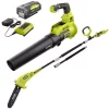 Leaf Blowers RYOBI 110 MPH 525 CFM 40-Volt Lithium-Ion JetFan Leaf Blower And 10 In. 40-Volt Pole Saw With4.0Ah Battery AndCharger Included
