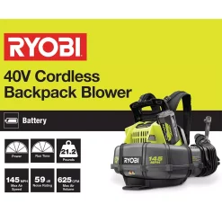 Leaf Blowers RYOBI Reconditioned 145 MPH 625 CFM 40-Volt Lithium-Ion Cordless Backpack Blower 5 Ah Battery And Charger Included -ECHO SALES STORE ryobi cordless leaf blowers zrry40440 d4 1000