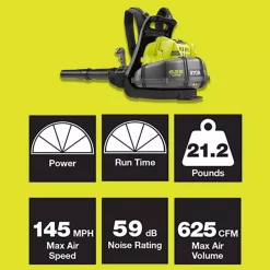 Leaf Blowers RYOBI Reconditioned 145 MPH 625 CFM 40-Volt Lithium-Ion Cordless Backpack Blower 5 Ah Battery And Charger Included -ECHO SALES STORE ryobi cordless leaf blowers zrry40440 fa 1000