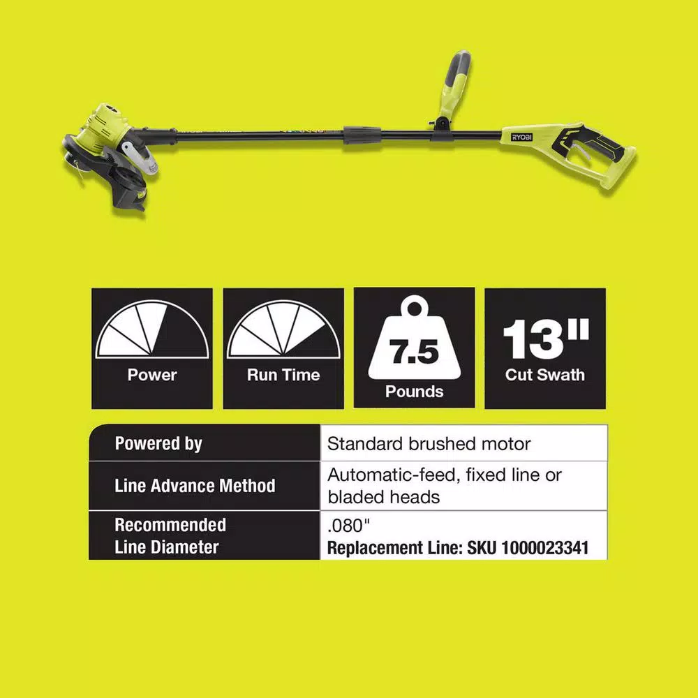 Trimmers RYOBI ONE+ 18-Volt Lithium-Ion Cordless Battery Electric String Trimmer/Edger (Tool Only) - Image 4