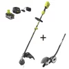 Trimmers RYOBI ONE+ 18-Volt Cordless Attachment Capable Brushless String Trimmer With Edger Attachment 4.0 Ah Battery, Charger Included