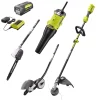 Trimmers RYOBI 40-Volt X Lithium-Ion Expand-It Kit With String Trimmer/Edger/Pole Saw/Blower, 4.0 Ah Battery And Charger Included