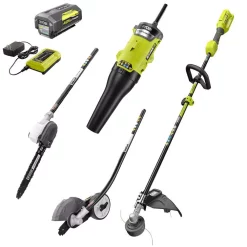 Trimmers RYOBI 40-Volt X Lithium-Ion Expand-It Kit With String Trimmer/Edger/Pole Saw/Blower, 4.0 Ah Battery And Charger Included
