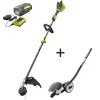 Trimmers RYOBI 40-Volt Lithium-Ion Brushless Electric Cordless Attachment Capable Edger, 4.0 Ah Battery And Charger Included