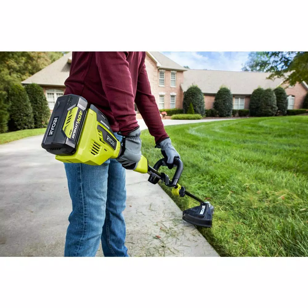 Trimmers RYOBI 40-Volt Lithium-Ion Brushless Electric Cordless Attachment Capable Edger, 4.0 Ah Battery And Charger Included - Image 9