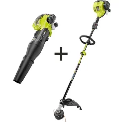 Trimmers RYOBI 25 Cc 2-Cycle Attachment Capable Full Crank Straight Gas Shaft String Trimmer And 25 Cc Gas Jet Fan Blower