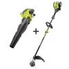 Trimmers RYOBI 30 Cc 4-Cycle Attachment Capable Straight Shaft Gas Trimmer And 2-Cycle 25 Cc Gas Jet Fan Blower