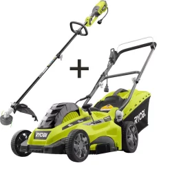 Lawn Mowers RYOBI 16 In. 13 Amp Corded Electric Walk Behind Push Mower And 10 Amp String Trimmer
