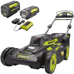 Lawn Mowers RYOBI 20 In. 40-Volt Brushless Lithium-Ion Cordless Self-Propelled Walk Behind Mower With 2 6.0 Ah Batteries, Charger Included