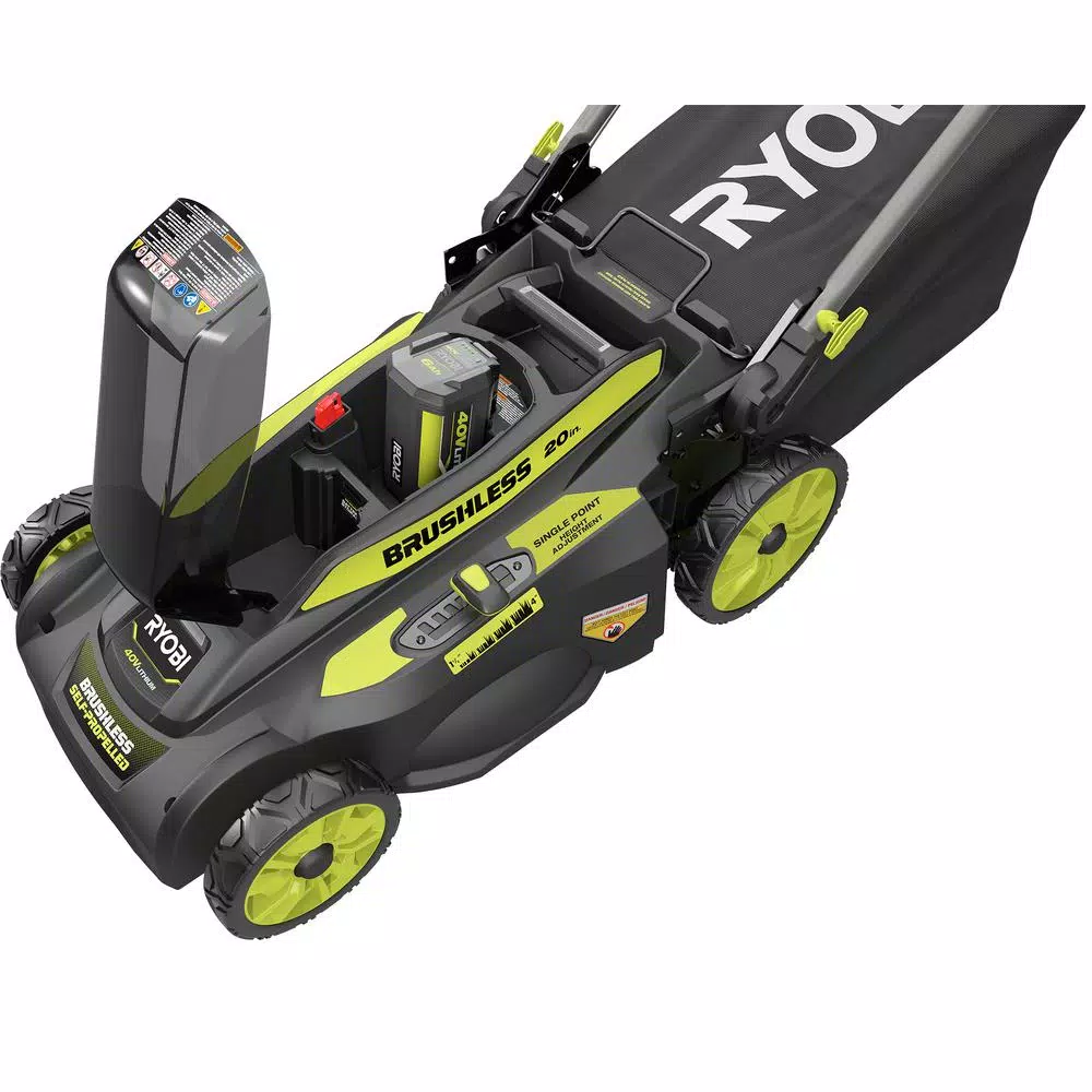 Lawn Mowers RYOBI 20 In. 40-Volt Brushless Lithium-Ion Cordless Walk Behind Self-Propelled Mower & Trimmer W/6.0 Ah Battery & Charger - Image 8