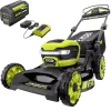 Lawn Mowers RYOBI 21 In. 40-Volt Lithium-Ion Brushless Cordless Walk Behind Self-Propelled Mower With 7.5 Ah Battery/Charger Included