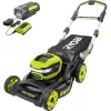 Lawn Mowers RYOBI 21 In. 40-Volt Brushless Lithium-Ion Cordless SMART TREK Self-Propelled Walk Behind Mower With 6.0Ah Battery And Charger