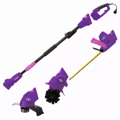 Trimmers Sun Joe 4.5 Amp Electric Lawn And Garden Multi-Tool System Hedge Trimmer/Grass Trimmer/Garden Tiller, Purple