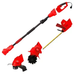 Trimmers Sun Joe 4.5 Amp Electric Lawn And Garden Multi-Tool System Hedge Trimmer/Grass Trimmer/Garden Tiller, Red