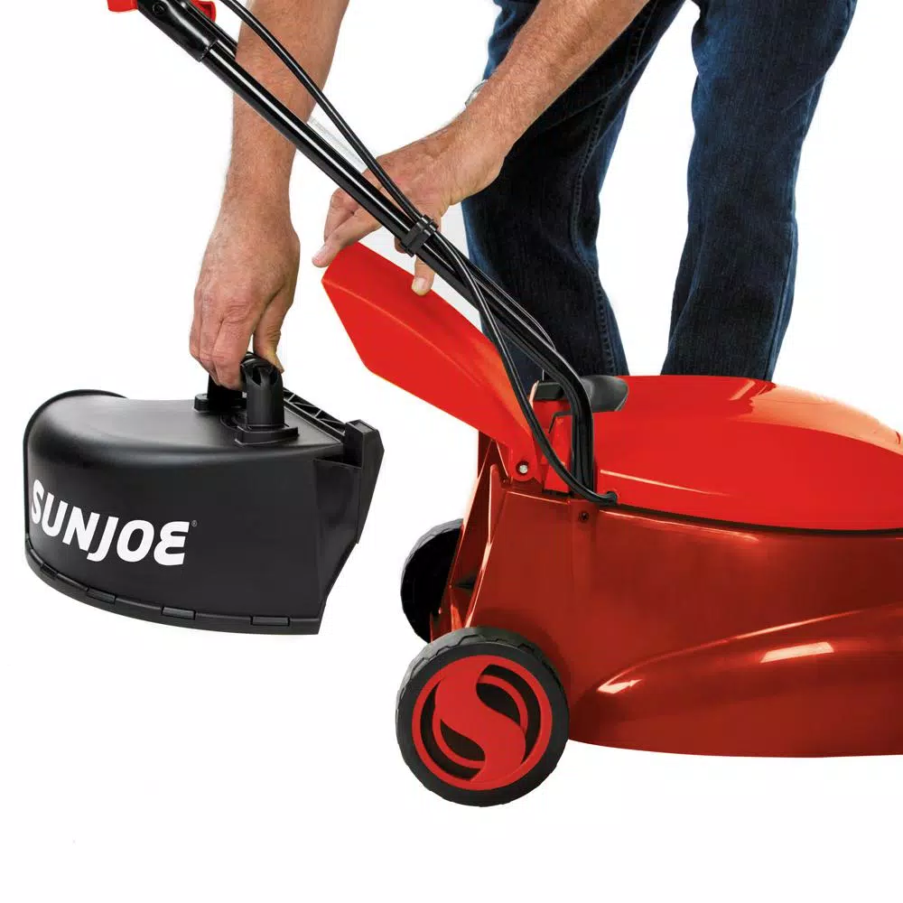 Lawn Mowers Sun Joe 14 In. 13 Amp Electric Walk Behind Push Lawn Mower With Side Discharge Chute, Red - Image 3