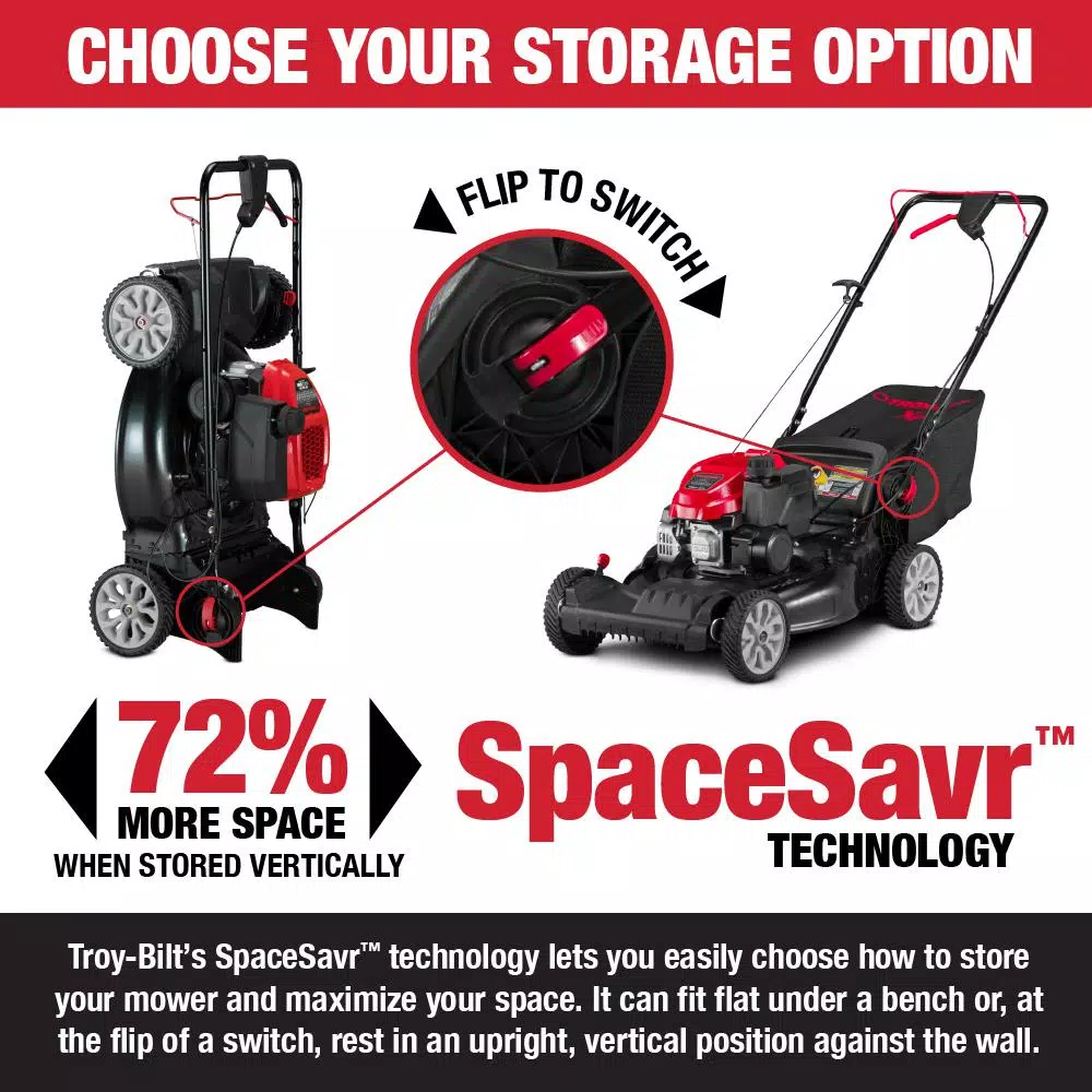 Lawn Mowers Troy-Bilt XP 21 In. 149 Cc Gas Vertical Storage Walk Behind Self Propelled Lawn Mower With 3-in-1 TriAction Cutting System - Image 10