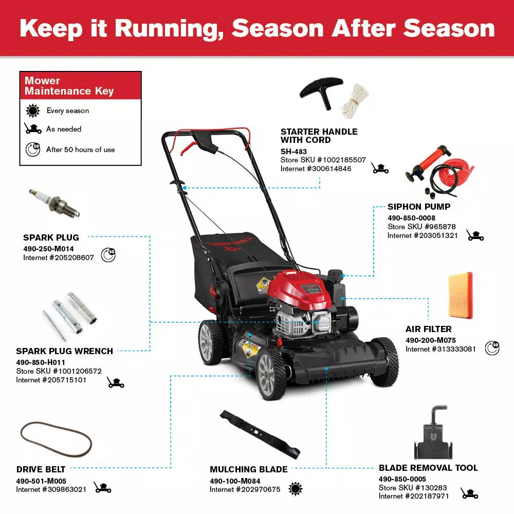 Lawn Mowers Troy-Bilt XP 21 In. 149 Cc Gas Vertical Storage Walk Behind Self Propelled Lawn Mower With 3-in-1 TriAction Cutting System - Image 3
