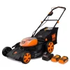 Lawn Mowers WEN 21 In. 40-Volt Max Lithium-Ion Cordless 3-in-1 Walk Behind Push Lawn Mower – 16 Gal. Bag, Two Batteries/Charger Included