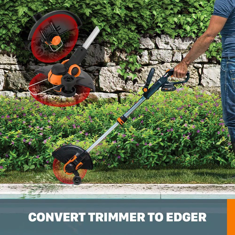 Trimmers Worx POWER SHARE 20-Volt 12-in Cordless Grass Trimmer/Edger, Wheeled Edging, Command Feed (Bare Tool) - Image 5