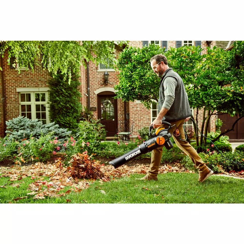 Leaf Blowers Worx 70 MPH 620 CFM 12-Amp Electric 3-in-1 Blower/Mulcher/Yard Vacuum Handheld Trivac With Shoulder Strap - Image 6