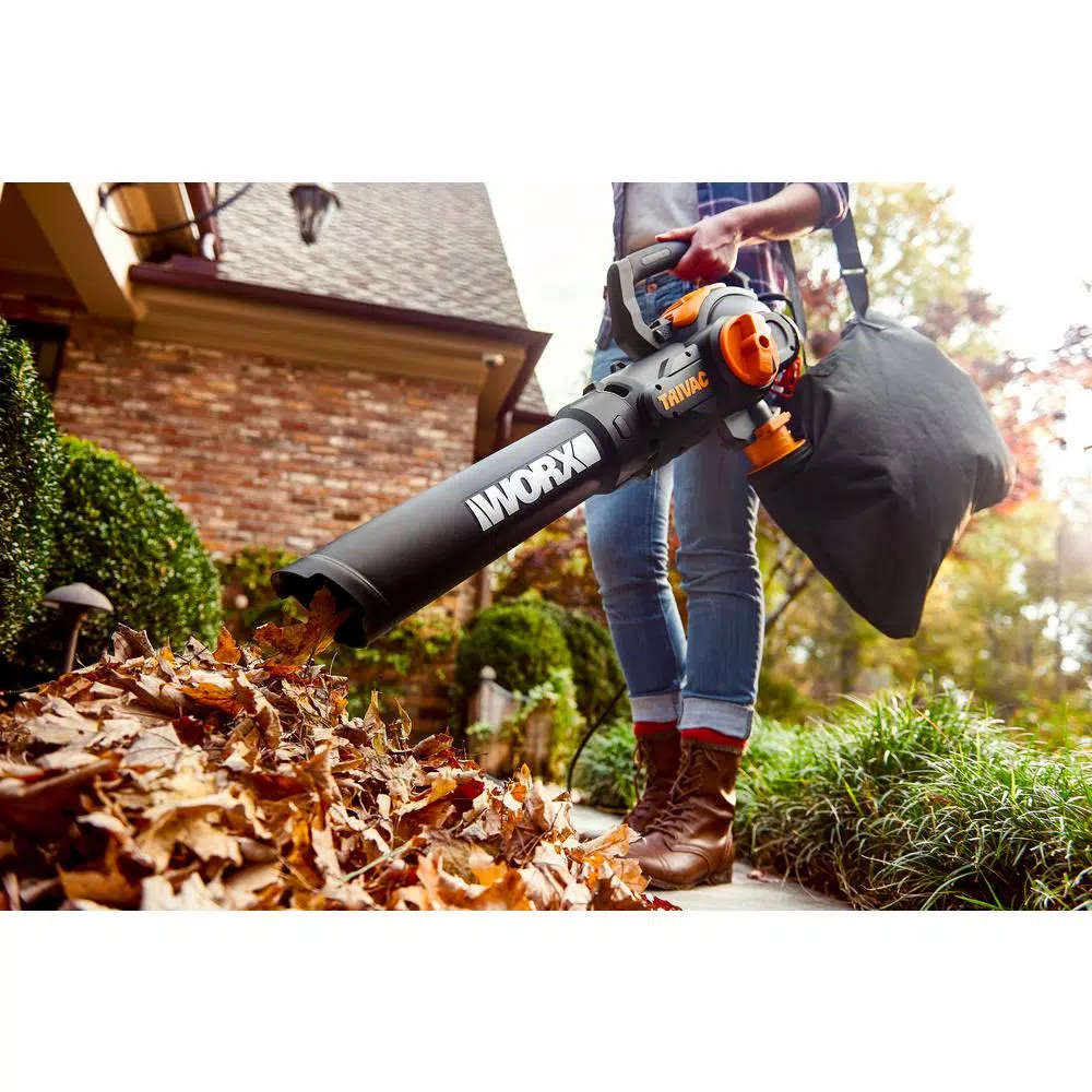 Leaf Blowers Worx 70 MPH 620 CFM 12-Amp Electric 3-in-1 Blower/Mulcher/Yard Vacuum Handheld Trivac With Shoulder Strap - Image 7